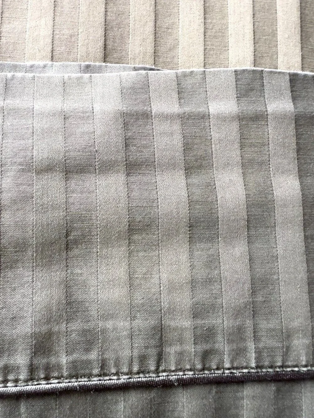 Queen Flat Sheet 100% Combed Cotton Moss Green Jacquard Opus Stripe Luxury